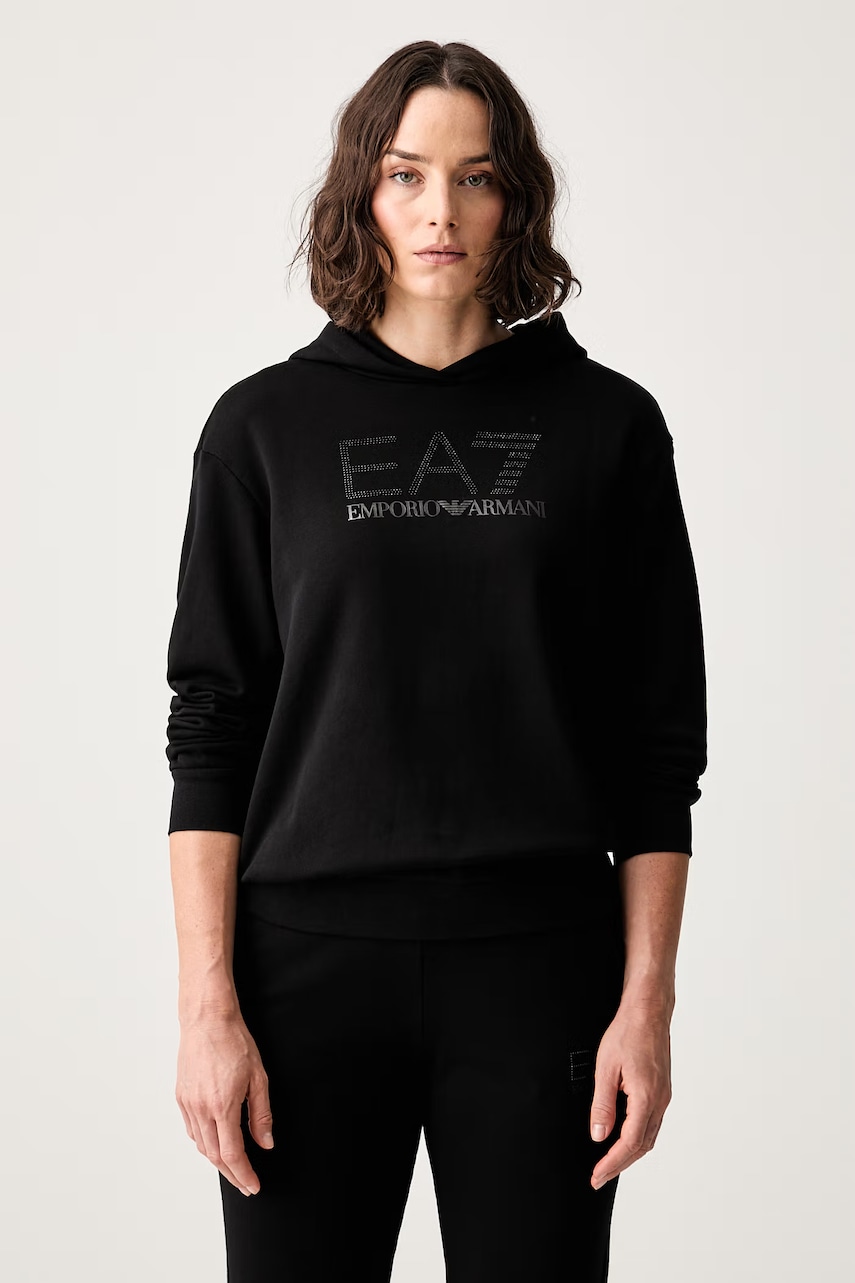 EA7 Emporio Armani hanorac cu glugă pentru femei cu bumbac