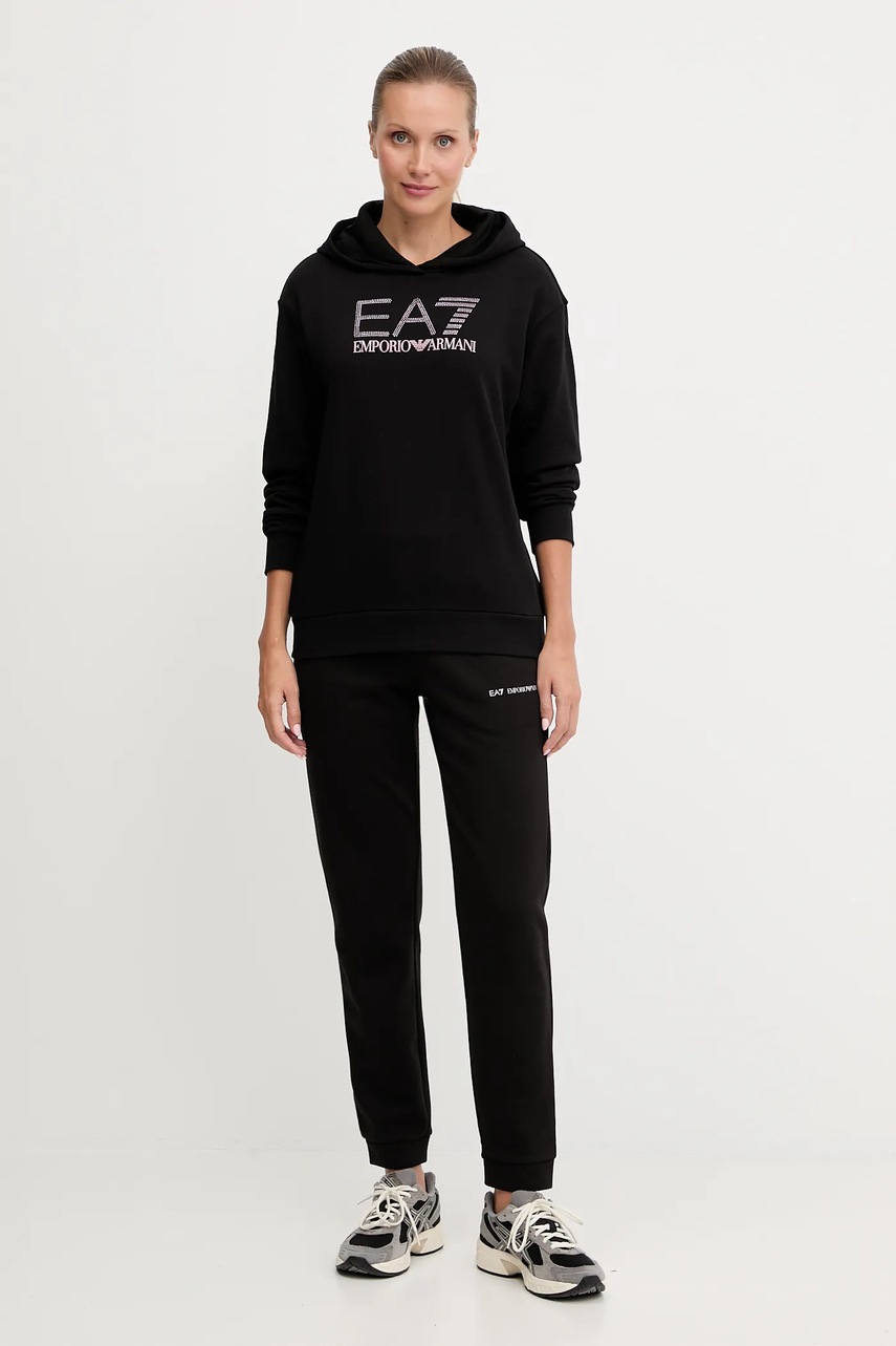 Кофта EA7 Emporio Armani цвет чёрный с капюшоном узор AF15831.7W000537 Кофта EA7 Emporio Armani цвет чёрный с капюшоном узор AF15831.7W000537