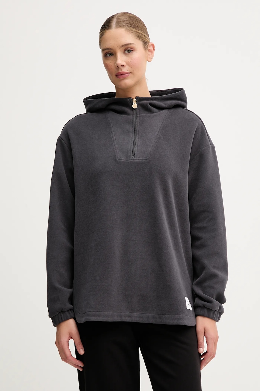 EA7 Emporio Armani bluză culoarea gri, cu glugă, uni, AF15528.7W000567