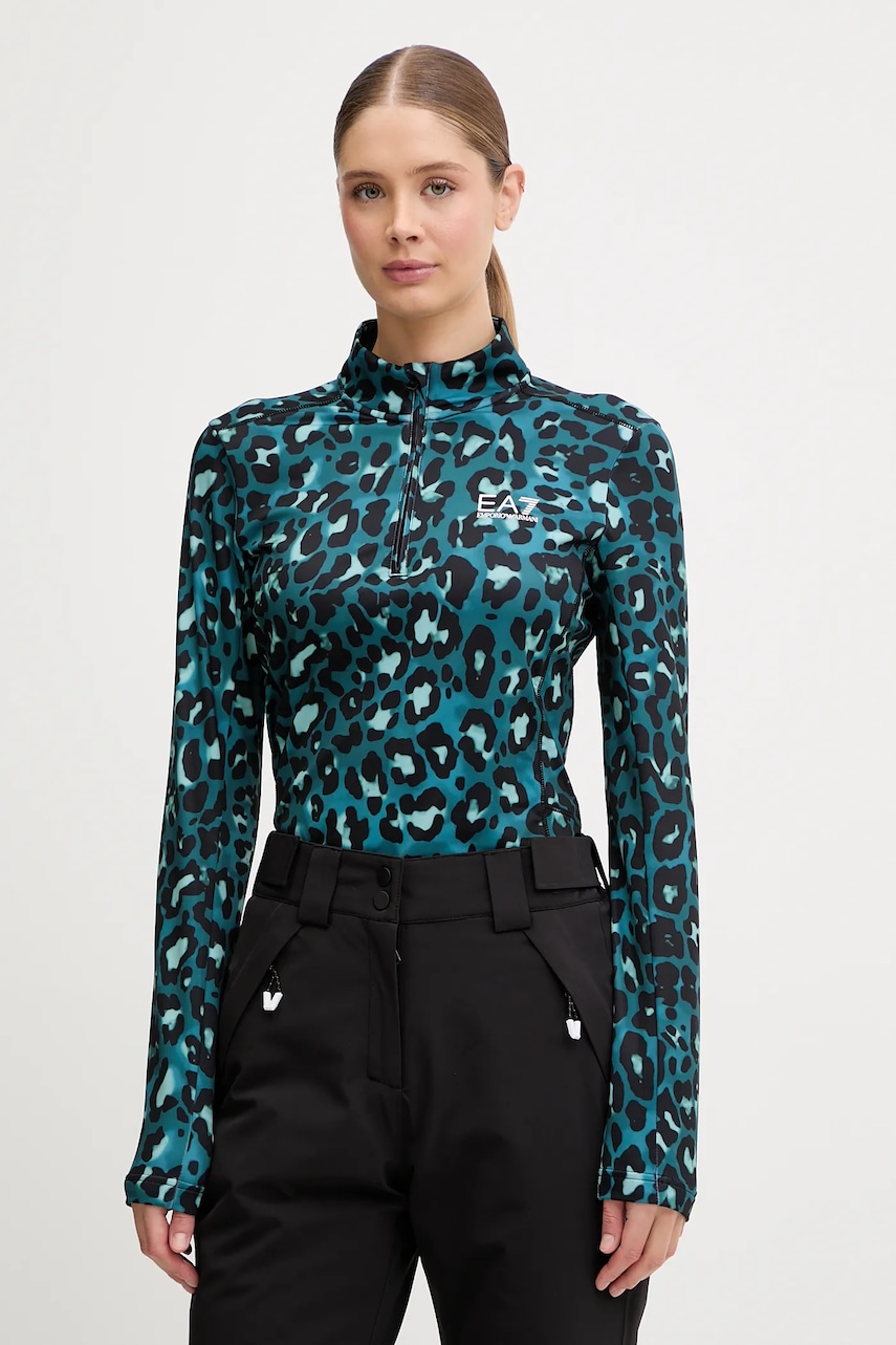 EA7 Emporio Armani hanorac culoarea turcoaz, cu imprimeu, AF14634.7W000396