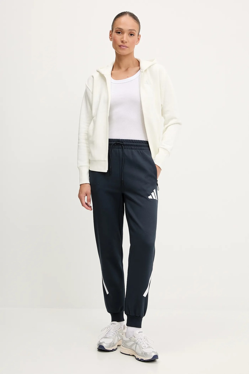 Кофта adidas All SZN цвет бежевый с капюшоном однотонная JD4689