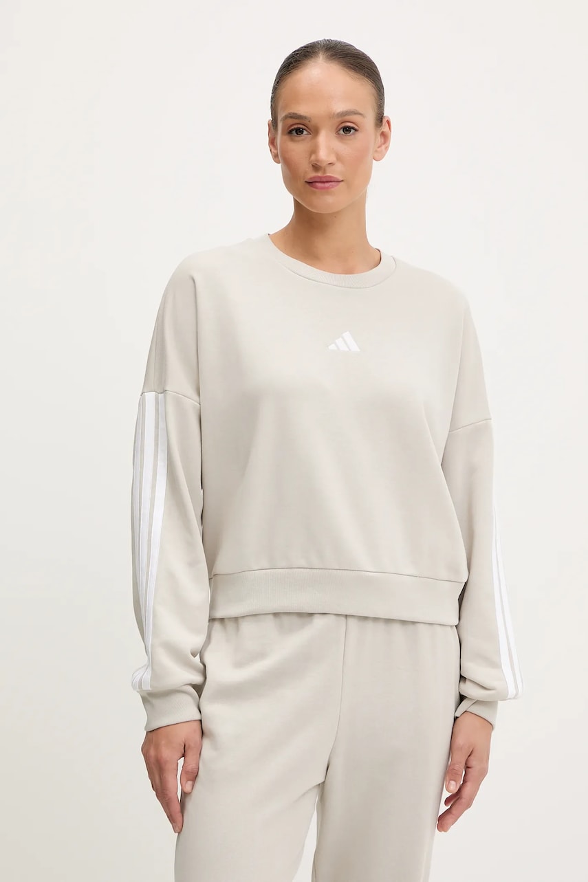 adidas bluză Essentials culoarea bej, cu imprimeu, JE0014