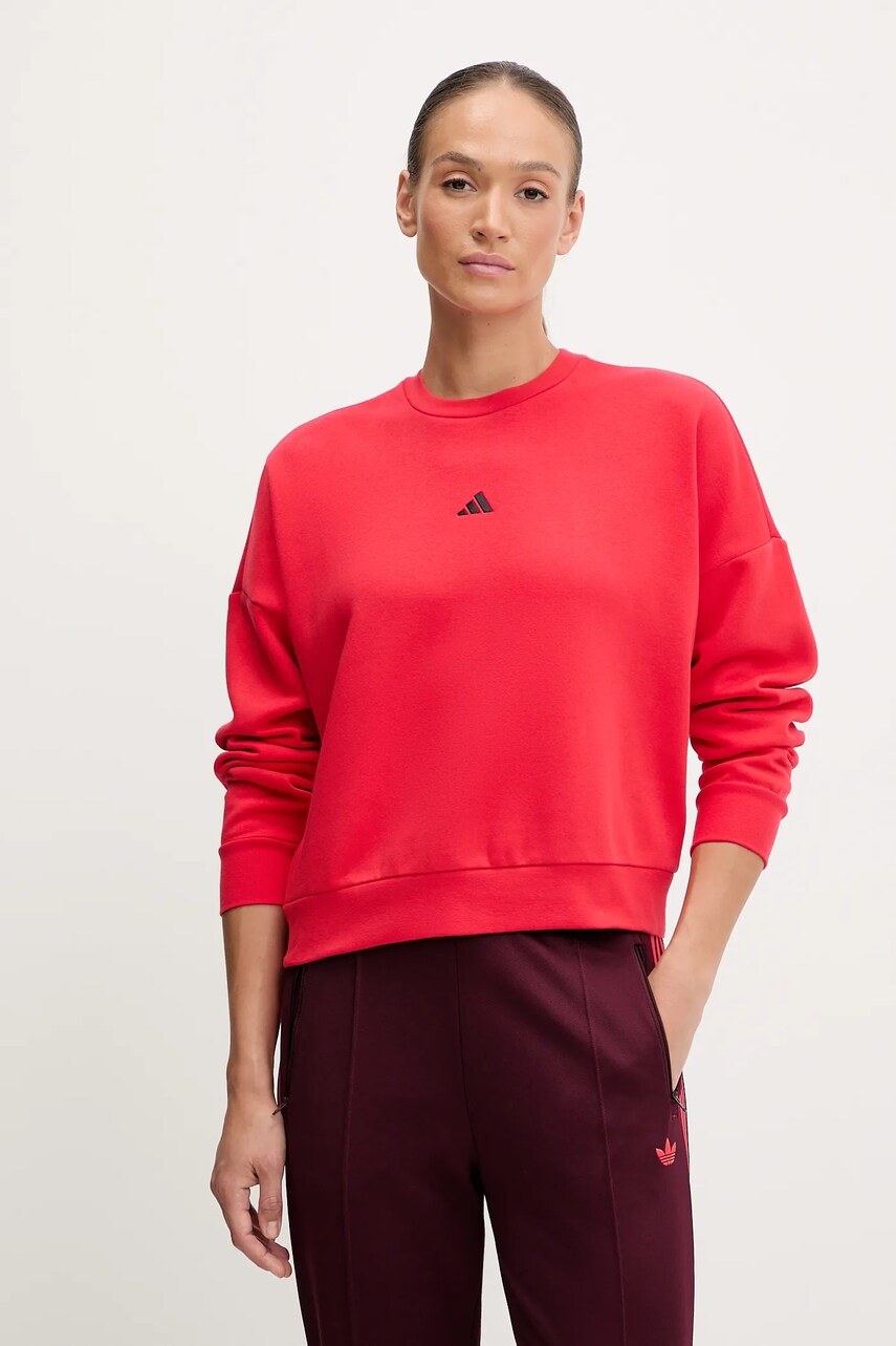 adidas bluză Essentials culoarea roșu, neted, JI6061