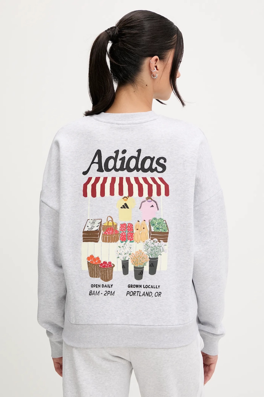 adidas bluză culoarea gri, cu imprimeu, JM4210