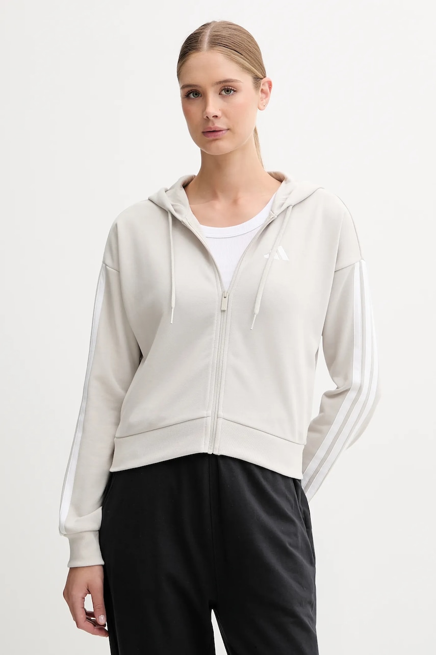 adidas bluză Essentials culoarea bej, cu glugă, uni, JW1821