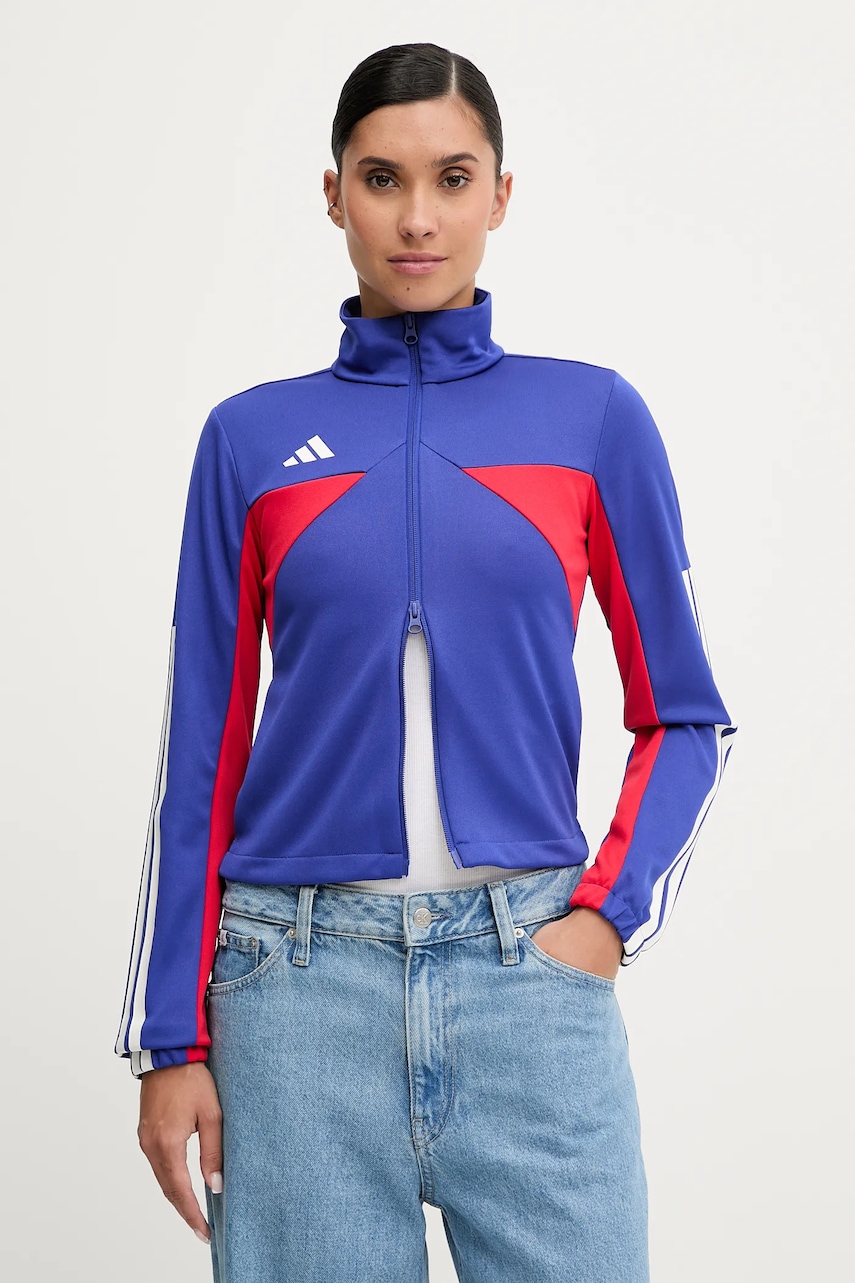 Levně Mikina adidas Tiro dámská, modrá barva, vzorovaná, JW6814