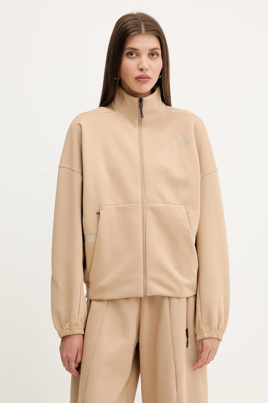adidas bluză x Z.N.E culoarea maro, uni, JW7776