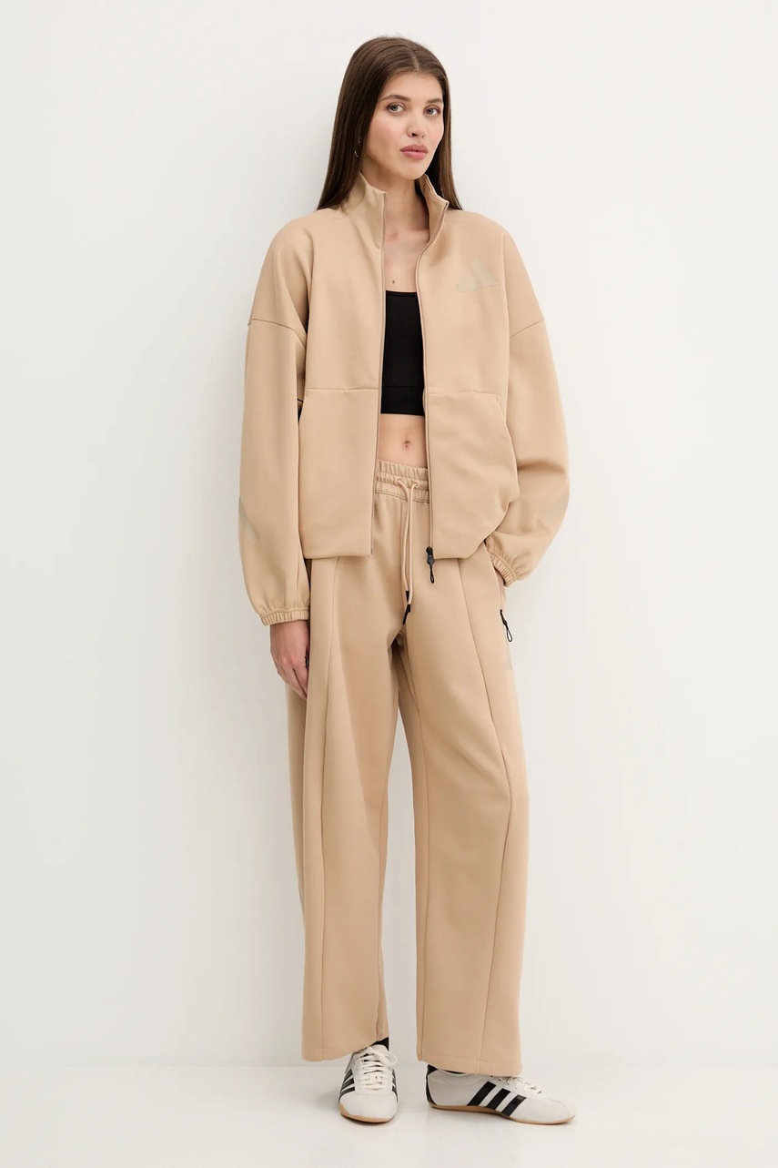 Кофта adidas x Z.N.E цвет коричневый однотонная JW7776