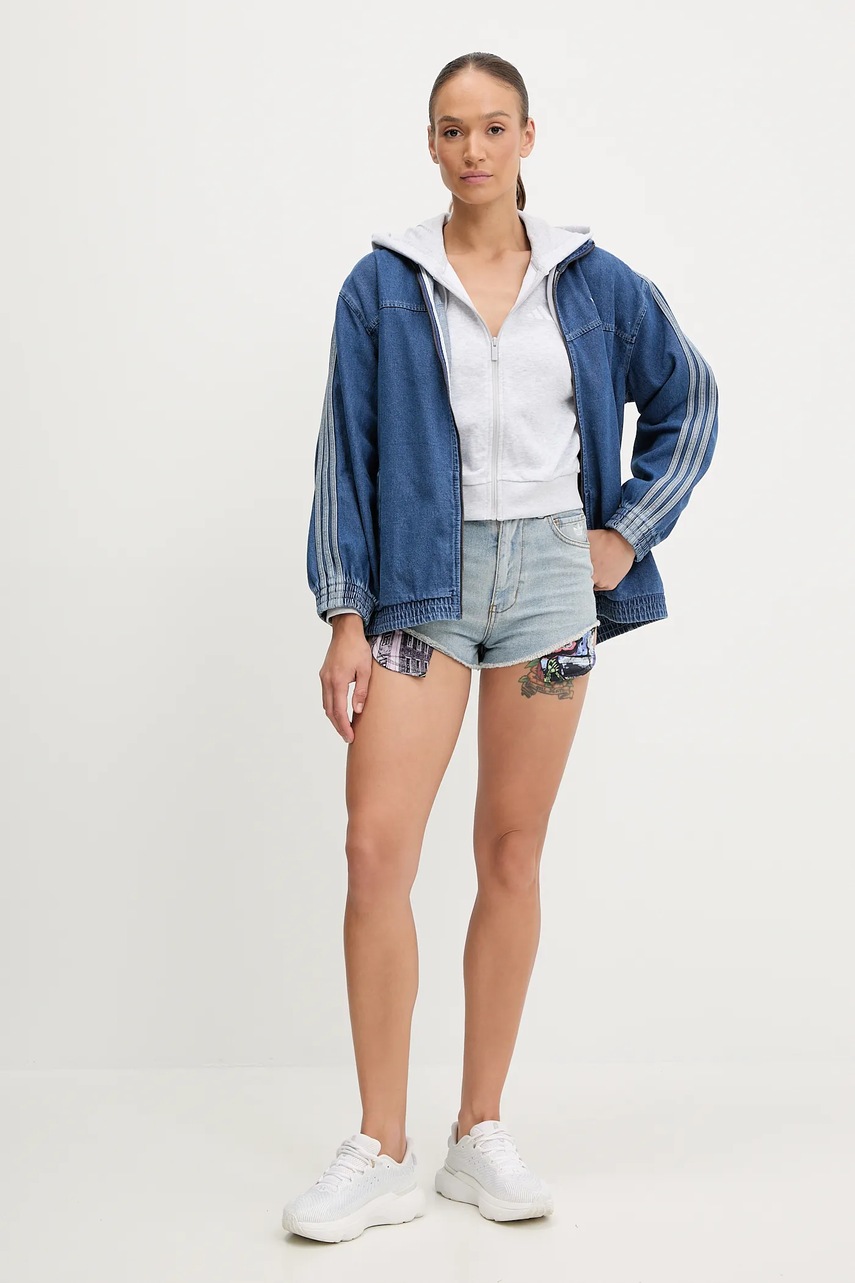 Кофта adidas 3-Stripes цвет серый с капюшоном меланж JX7648