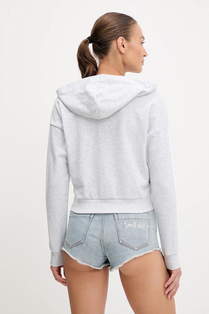 adidas felső 3-Stripes szürke, melange, kapucnis, JX7648 termék 2. képe