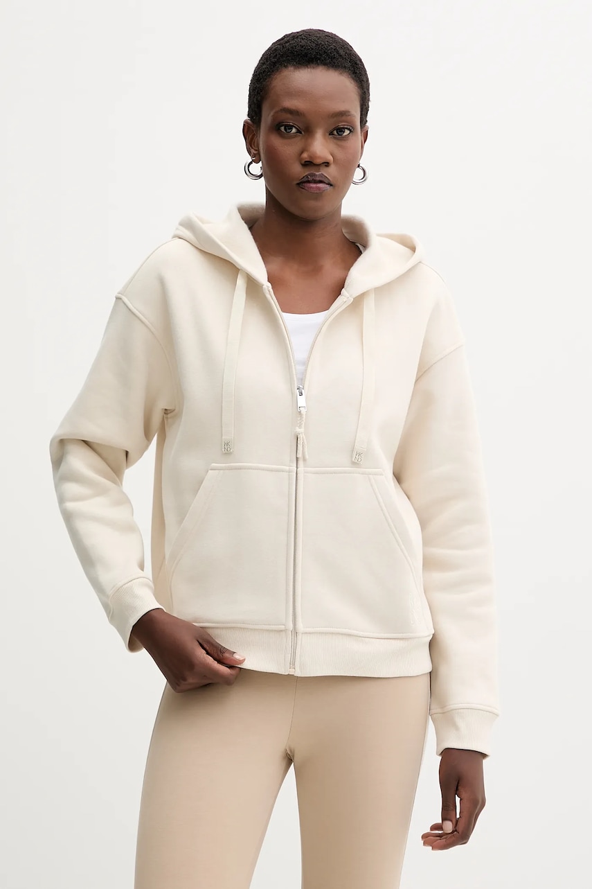 Weekend Max Mara bluză CANE culoarea bej, cu glugă, uni, 2525926031600