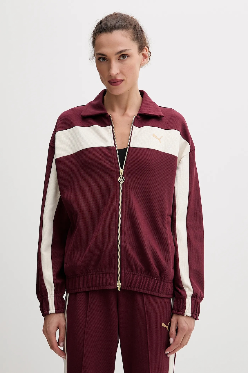 Puma bluză culoarea bordo, uni, 632137