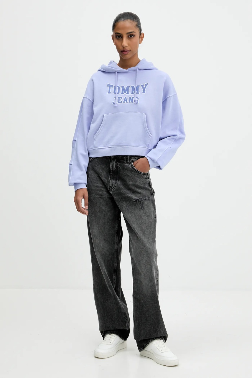 Хлопковая кофта Tommy Jeans с капюшоном с аппликацией DW0DW21598