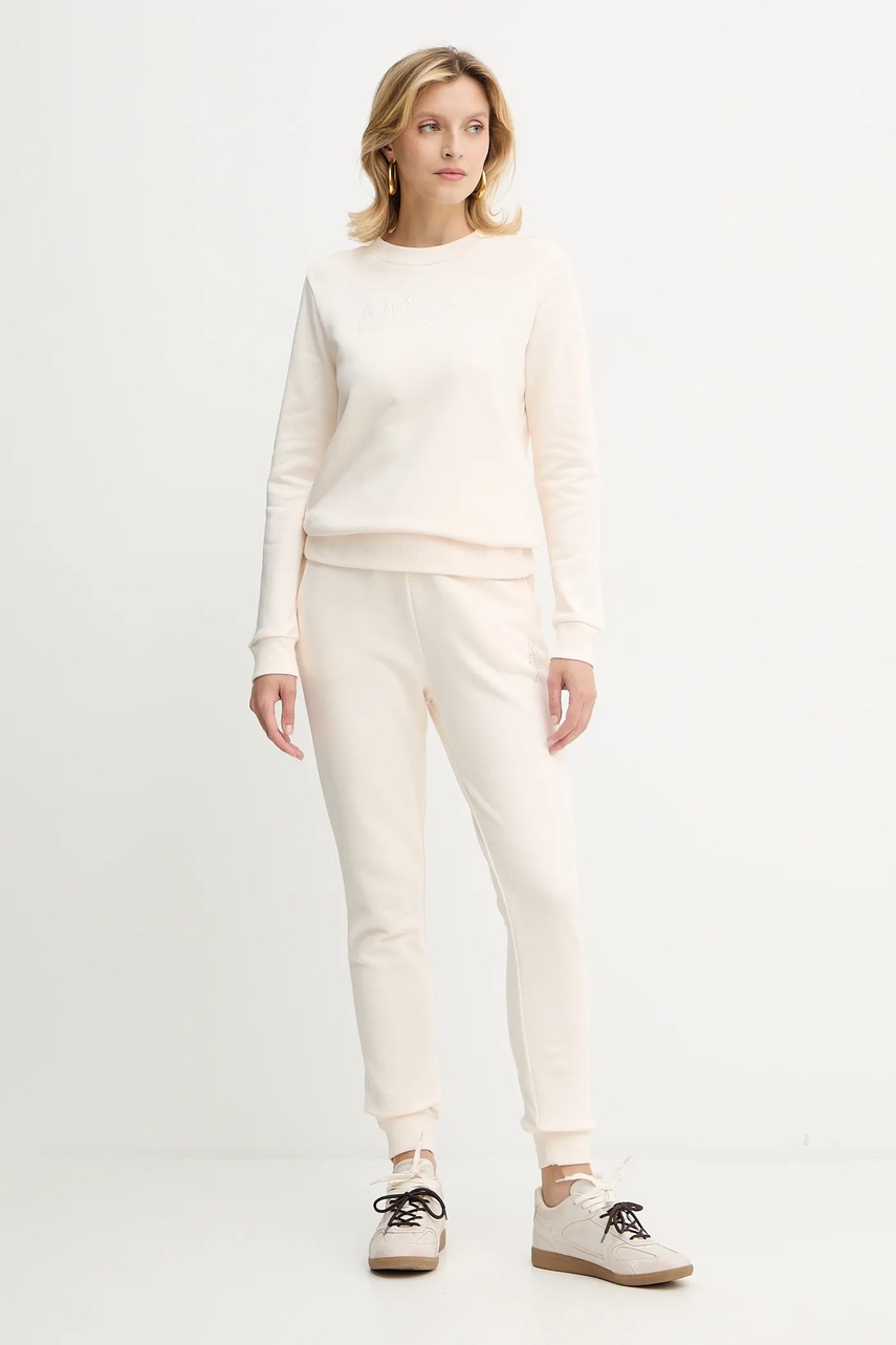 Хлопковая кофта Armani Exchange цвет бежевый однотонная XW000985 AF14284