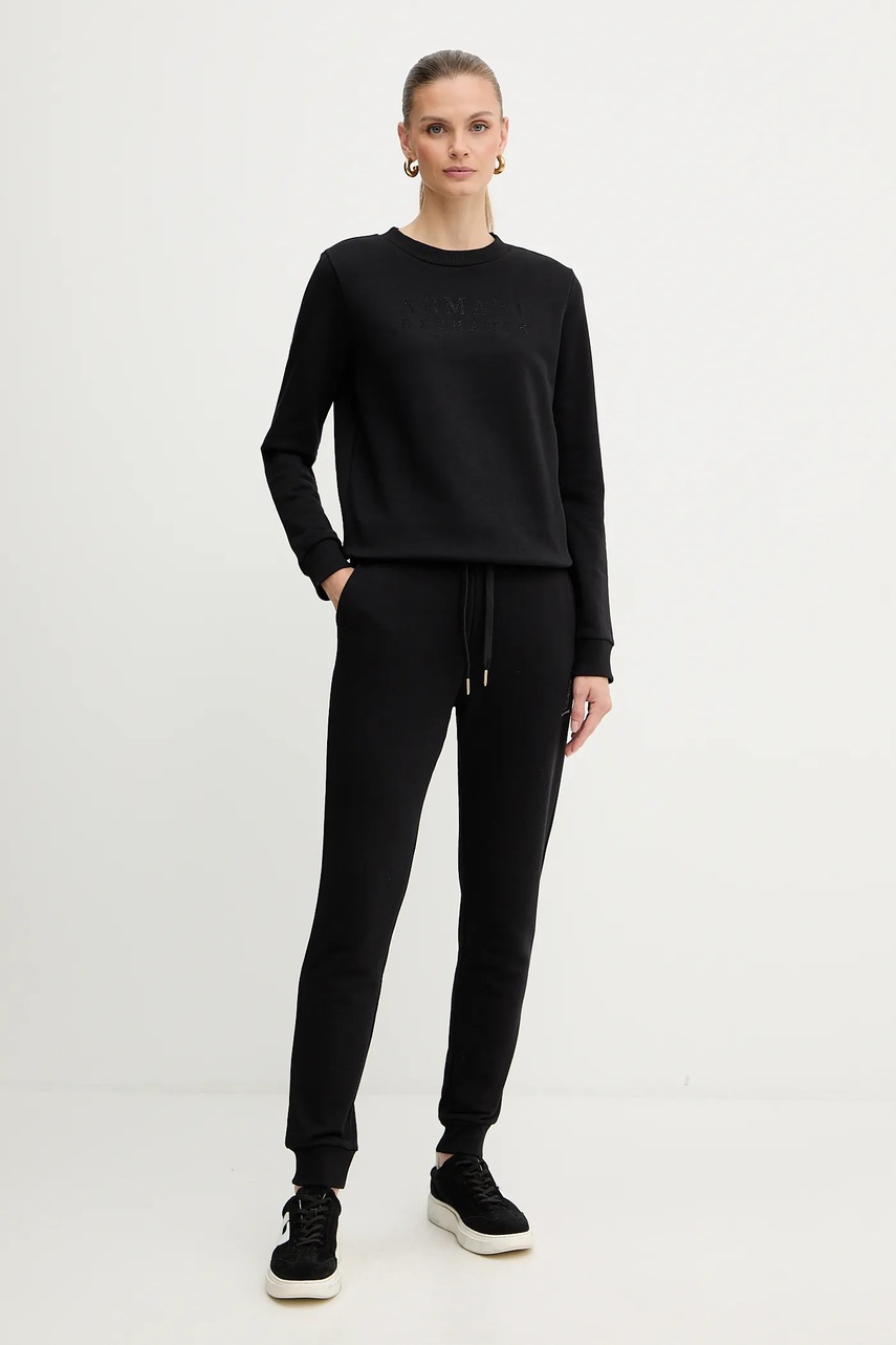 Хлопковая кофта Armani Exchange цвет чёрный однотонная XW000985 AF14284