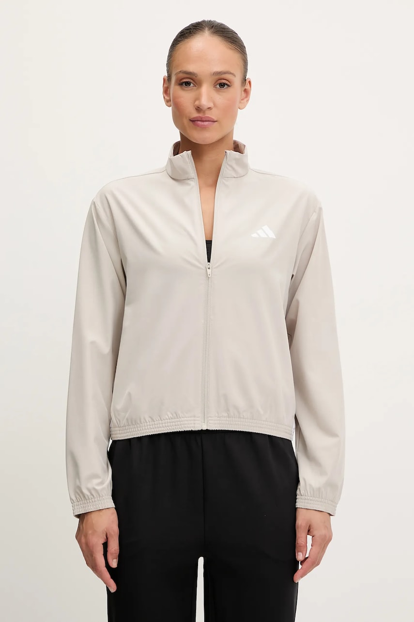 adidas Performance hanorac de antrenament Train Essentials culoarea bej, cu imprimeu, JE6173