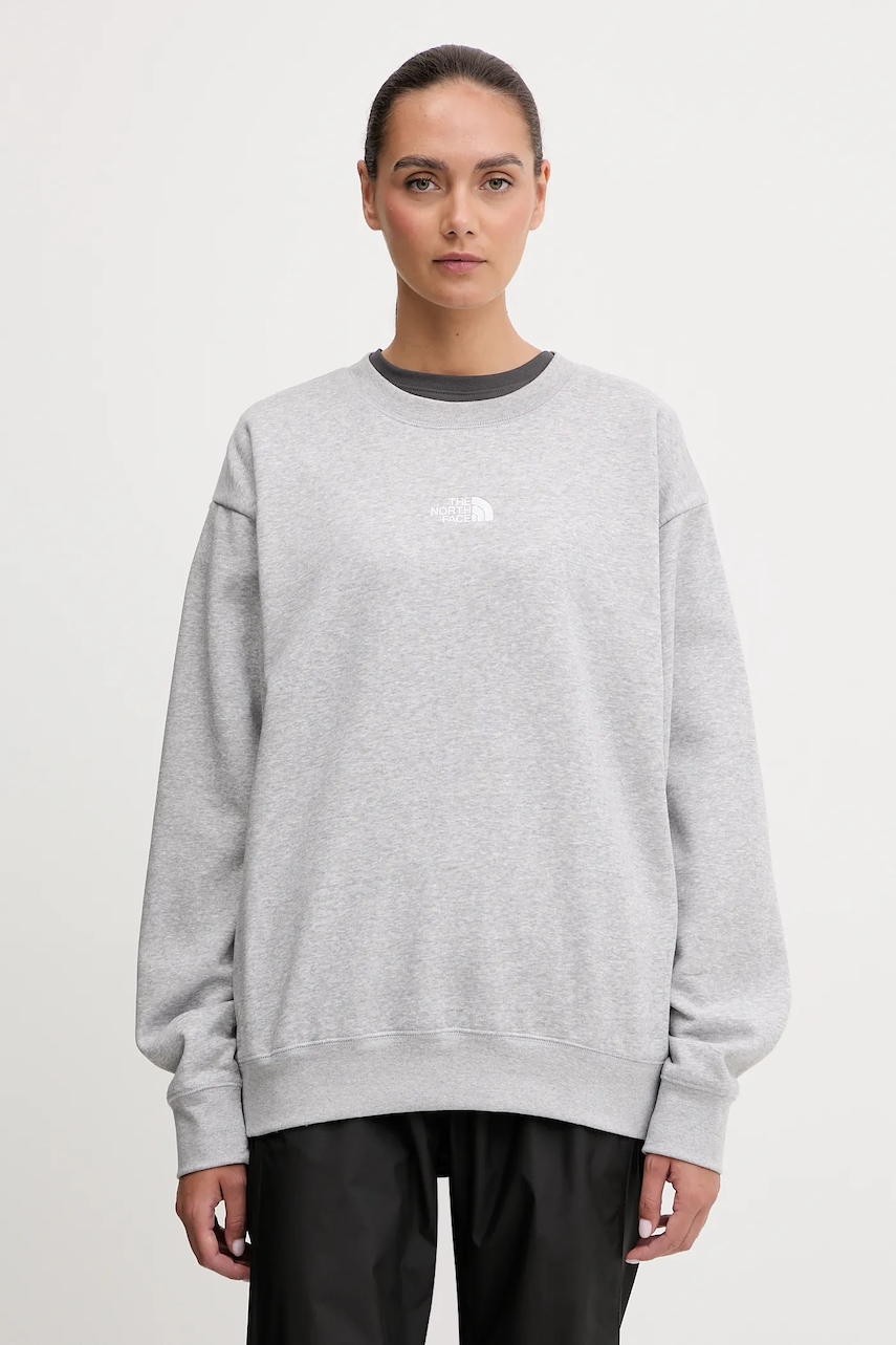 The North Face bluză Essential culoarea gri, melanj, NF0A89EPDYX1