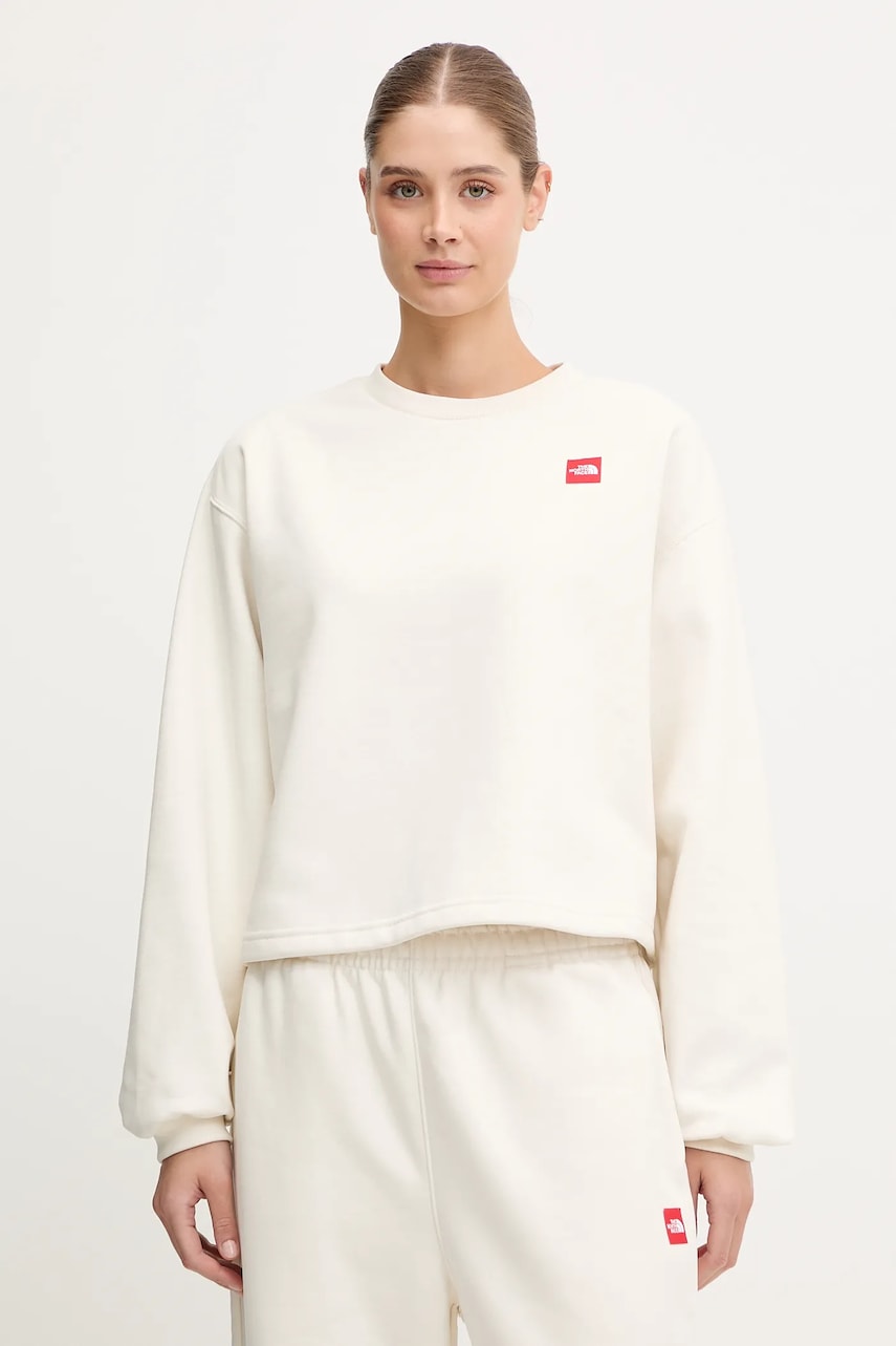 The North Face bluză Redbox culoarea bej, cu imprimeu, NF0A8EFYQLI1
