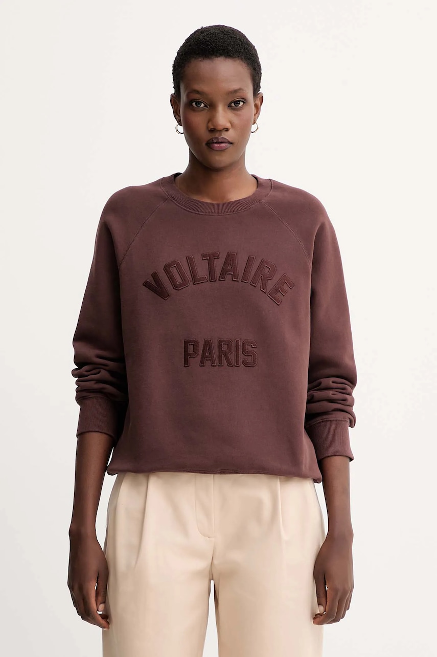 ZADIG&VOLTAIRE bluză culoarea maro, cu imprimeu, JWSS01674