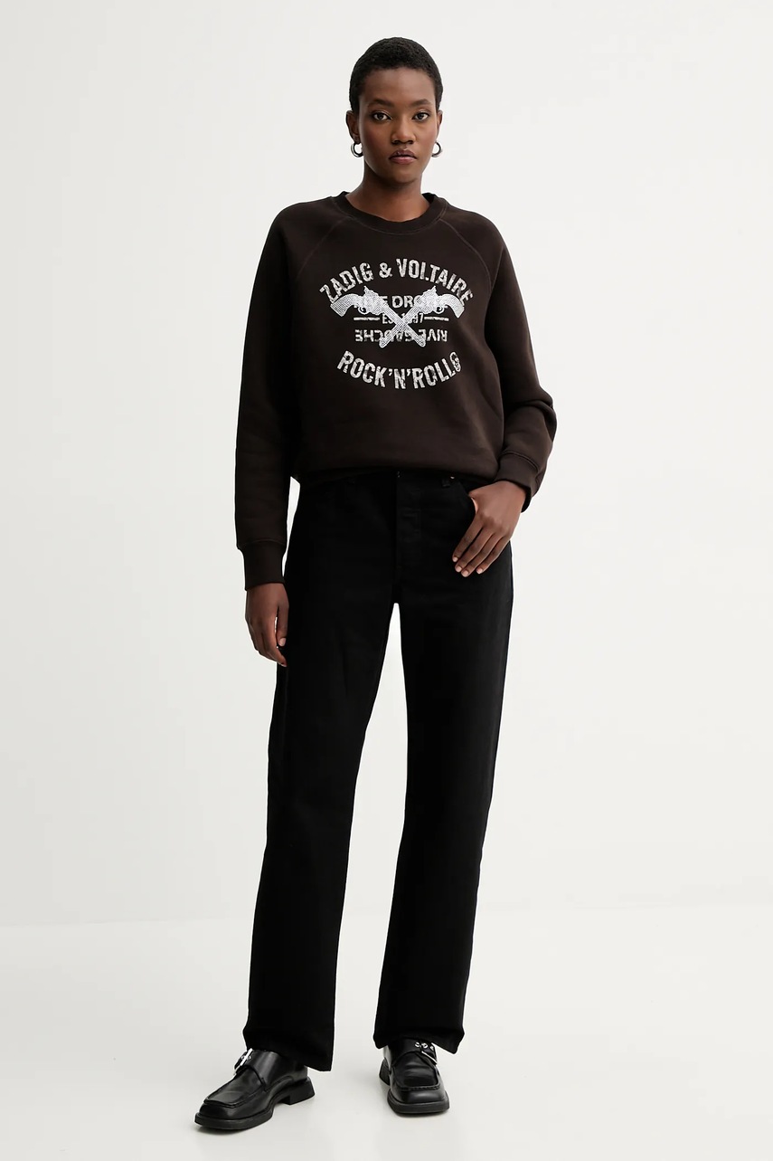 Кофта ZADIG&VOLTAIRE цвет коричневый с принтом JWSS01661 Кофта ZADIG&VOLTAIRE цвет коричневый с принтом JWSS01661