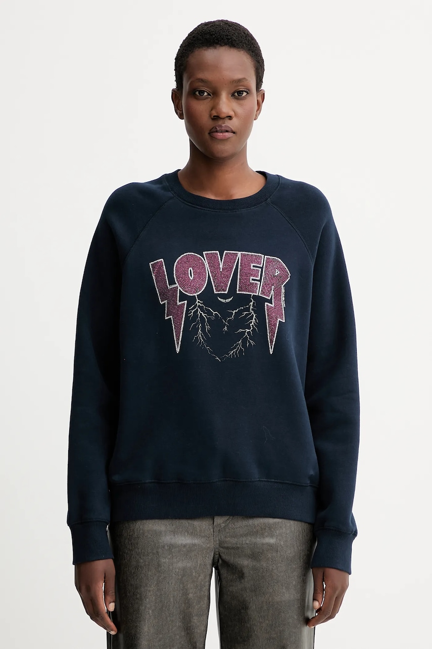 ZADIG&VOLTAIRE bluză culoarea bleumarin, cu imprimeu, JWSS01677