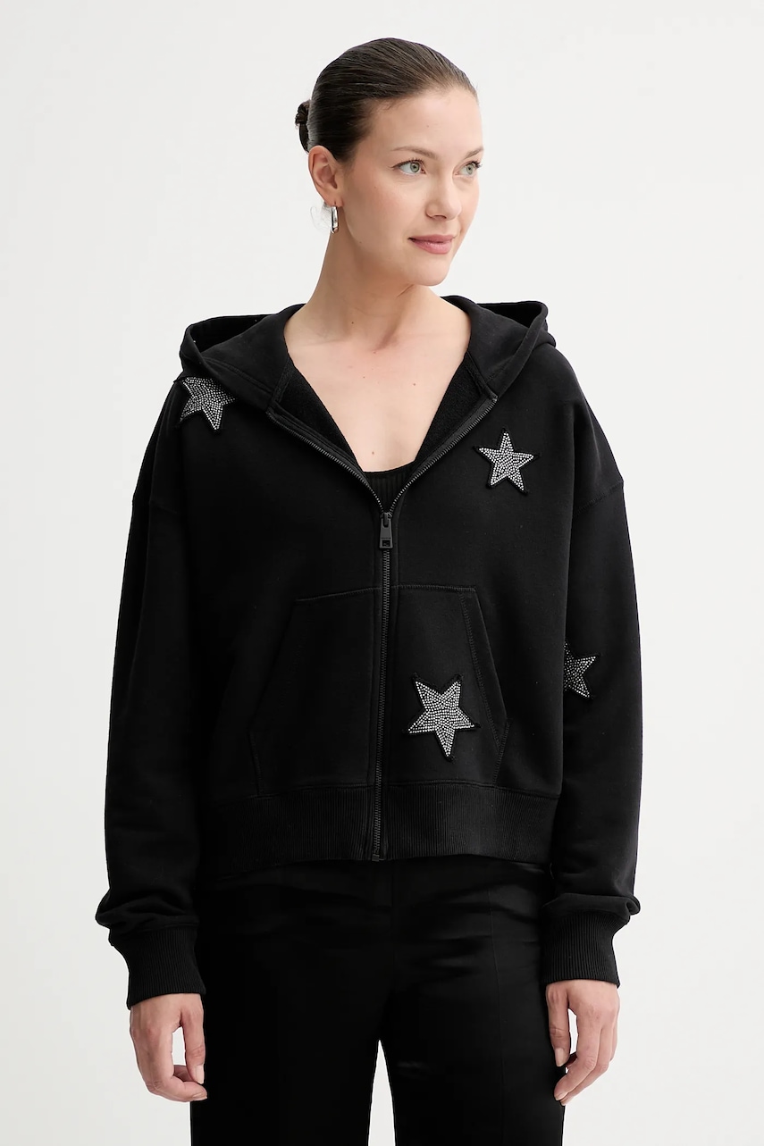 Levně Mikina ZADIG&VOLTAIRE dámská, černá barva, s kapucí, s aplikací, JWSS01666
