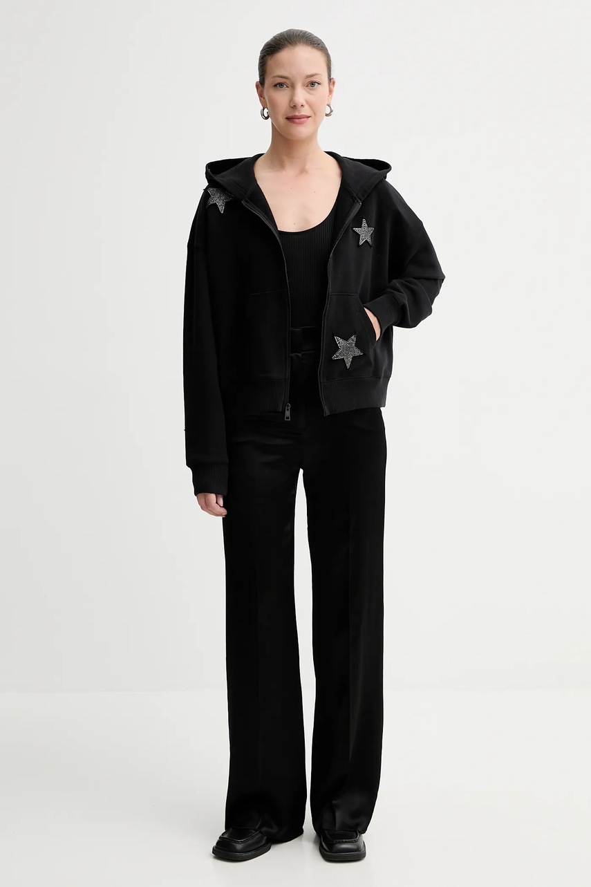 Кофта ZADIG&VOLTAIRE цвет чёрный с капюшоном с аппликацией JWSS01666