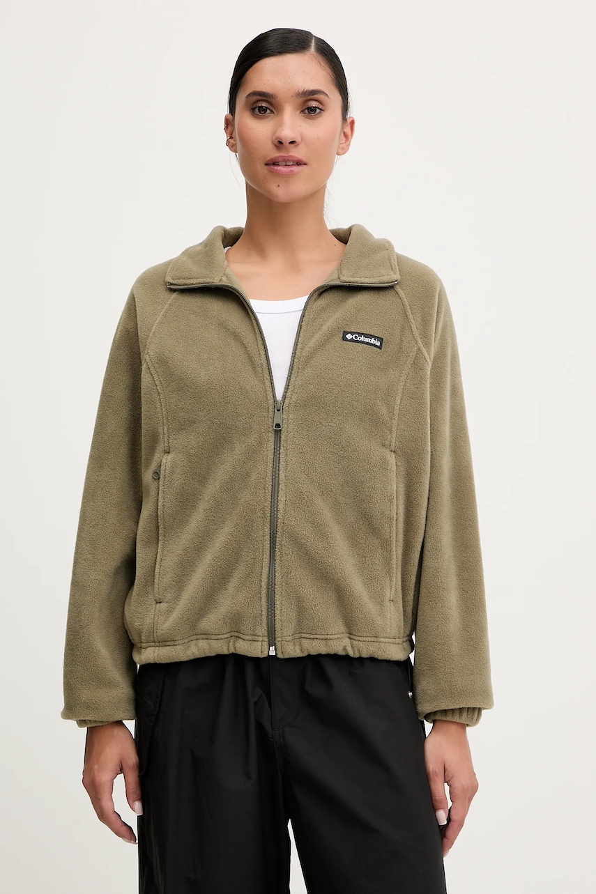 Columbia hanorac fleece Benton Springs culoarea verde, uni, 2136221