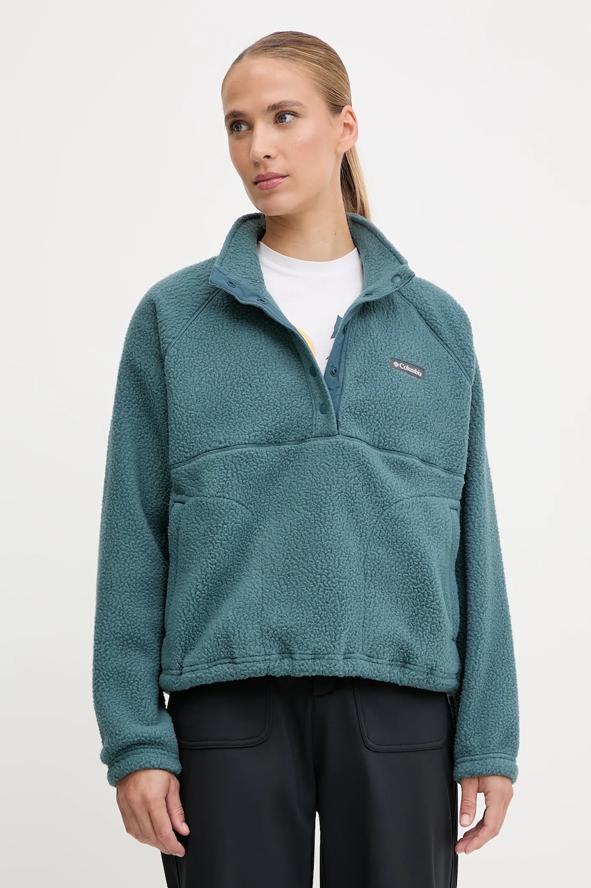 Columbia hanorac fleece Jasper culoarea turcoaz, uni, 2142381