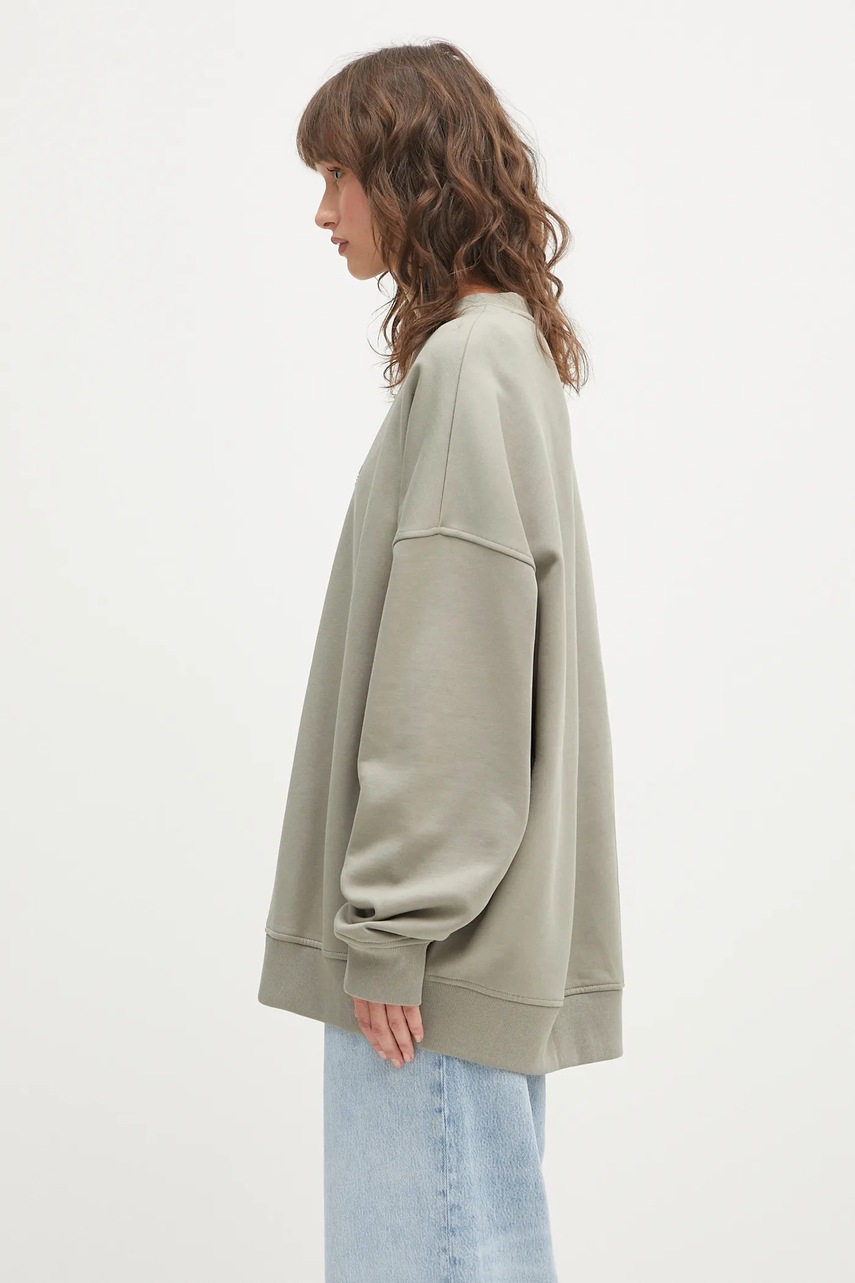 adidas Originals bluza Ess Lin Crew damska kolor zielony z aplikacją JW1017