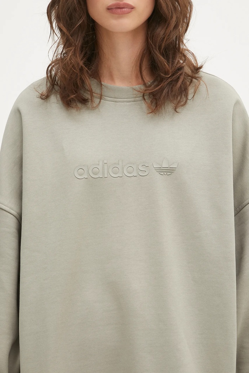 adidas Originals bluza Ess Lin Crew damska kolor zielony z aplikacją JW1017