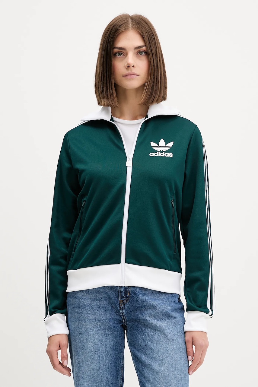 adidas Originals bluză Classic Tt culoarea verde, cu model, JX7852