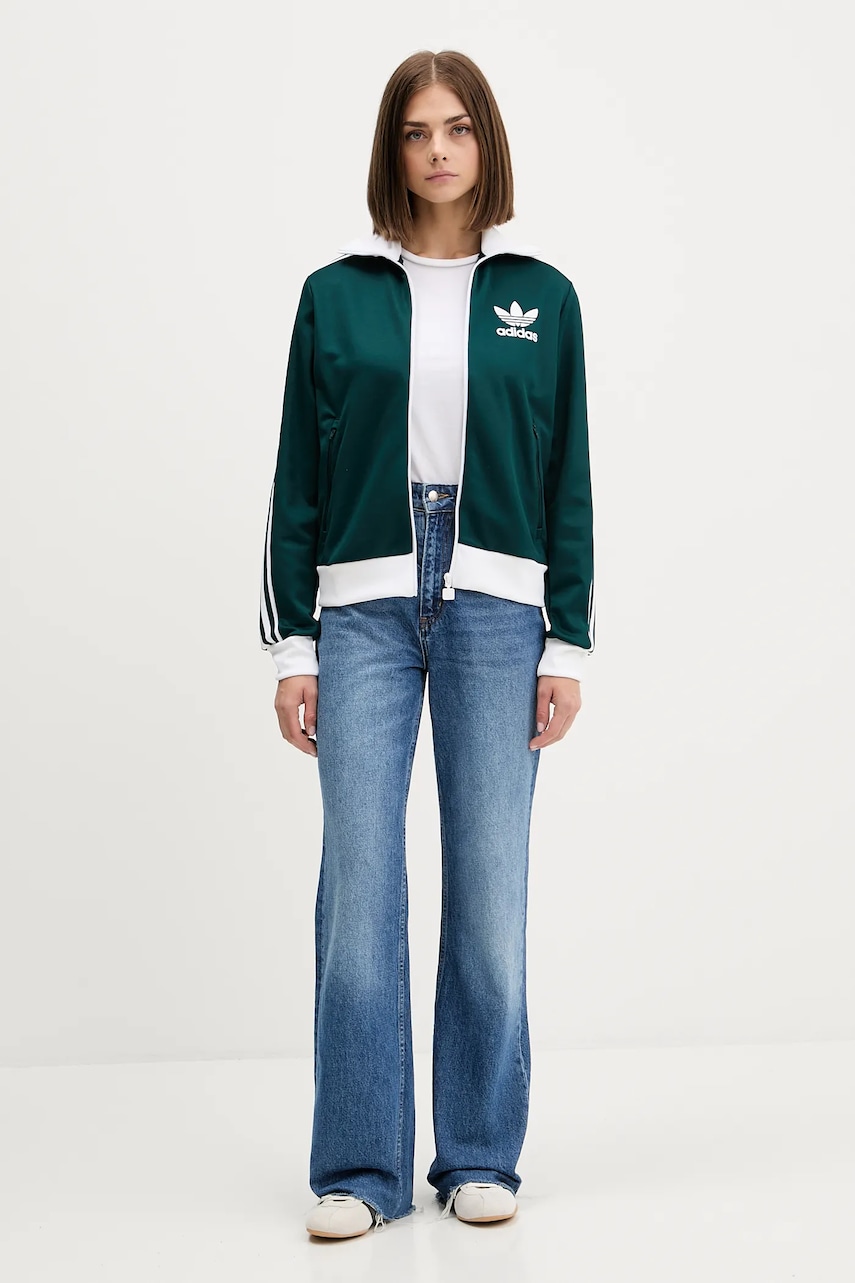 Кофта adidas Originals Classic Tt цвет зелёный узор JX7852 Кофта adidas Originals Classic Tt цвет зелёный узор JX7852