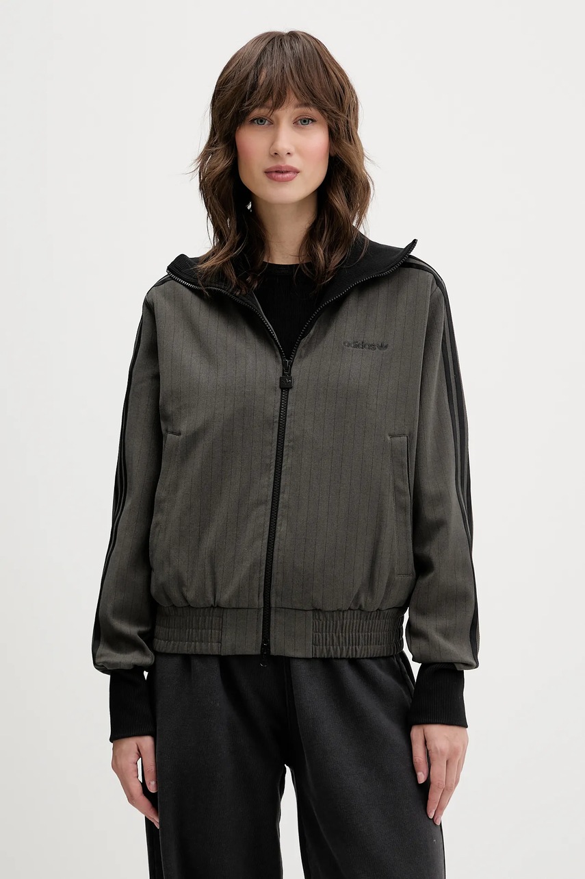 Levně Mikina adidas Originals Tailored Tt dámská, šedá barva, vzorovaná, JY3523