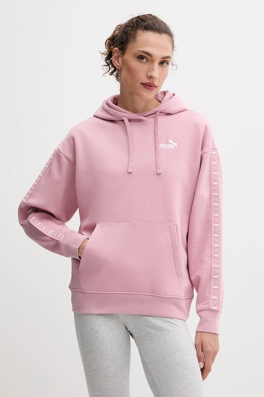 Puma bluză culoarea roz, cu glugă, uni, 688096