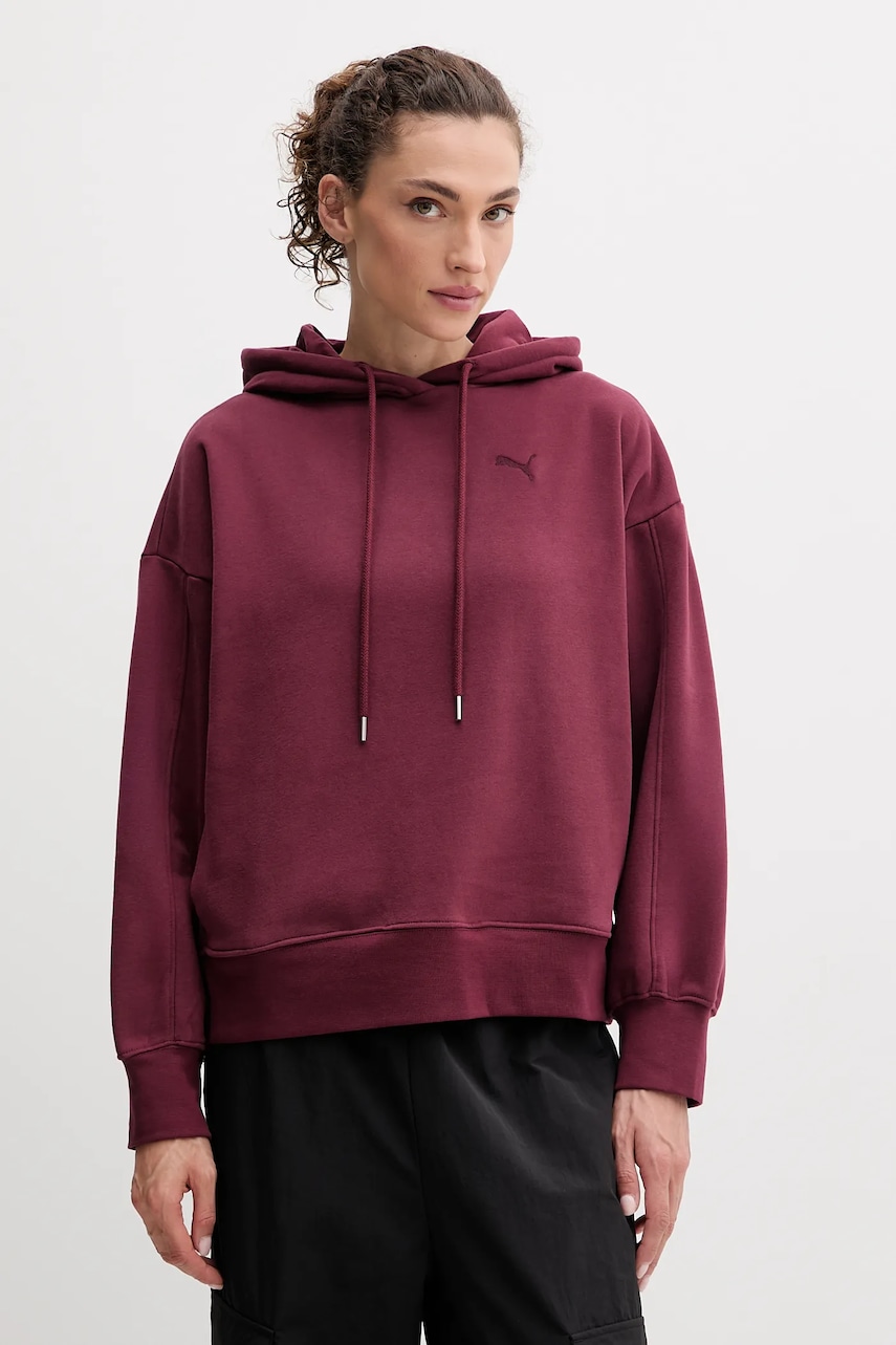 Puma bluză culoarea bordo, cu glugă, 688151