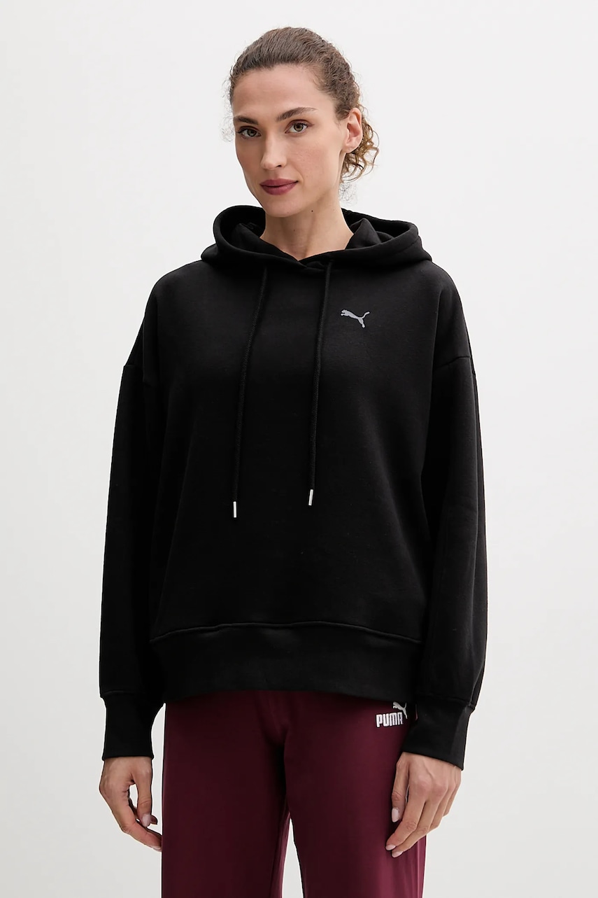 Puma bluză culoarea negru, cu glugă, 688151