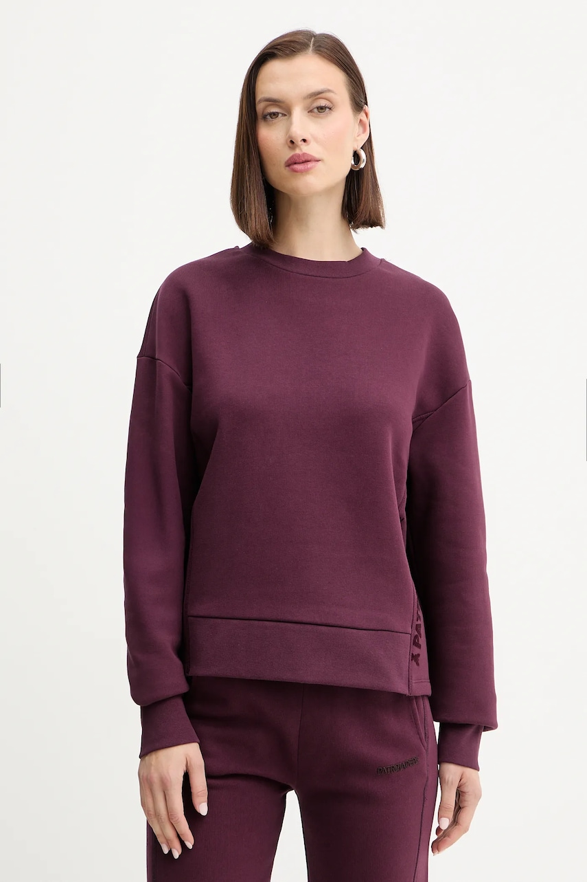 Bavlněná mikina Patrizia Pepe dámská, vínová barva, s aplikací, 2M4494 J079
