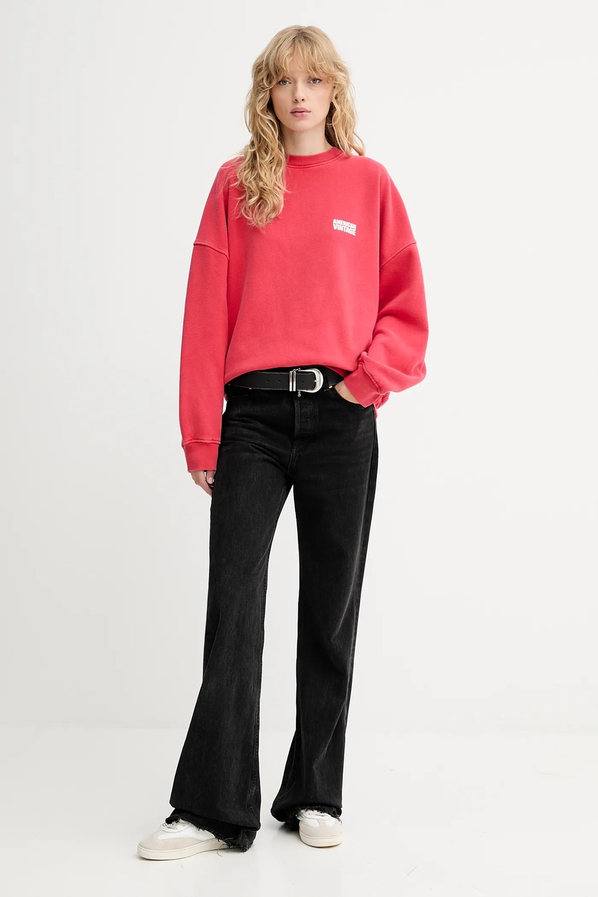 Хлопковая кофта American Vintage цвет красный с принтом PLI03C