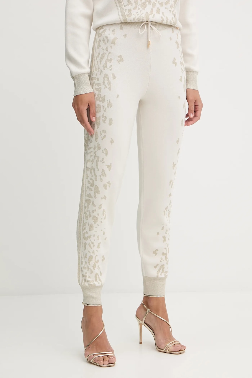 Levně Kalhoty Liu Jo dámské, béžová barva, high waist, TF5174.MS49I