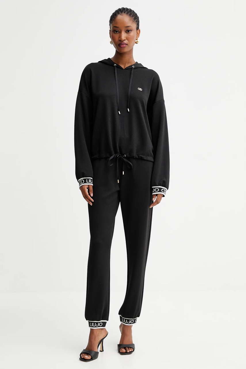 Кофта Liu Jo цвет чёрный с капюшоном однотонная TF5285.J4747