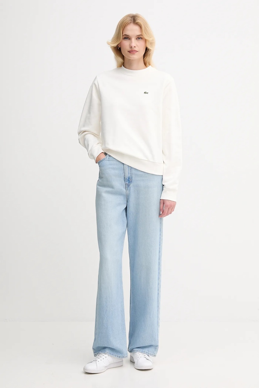 Хлопковая кофта Lacoste цвет бежевый однотонная SF5270