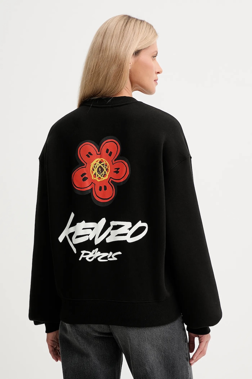 Kenzo hanorac de bumbac Kenzo x Futura culoarea negru, cu imprimeu, FF62SW4504MB