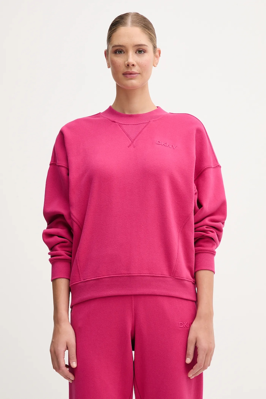 Dkny hanorac de bumbac culoarea roz, uni, DP5T1406