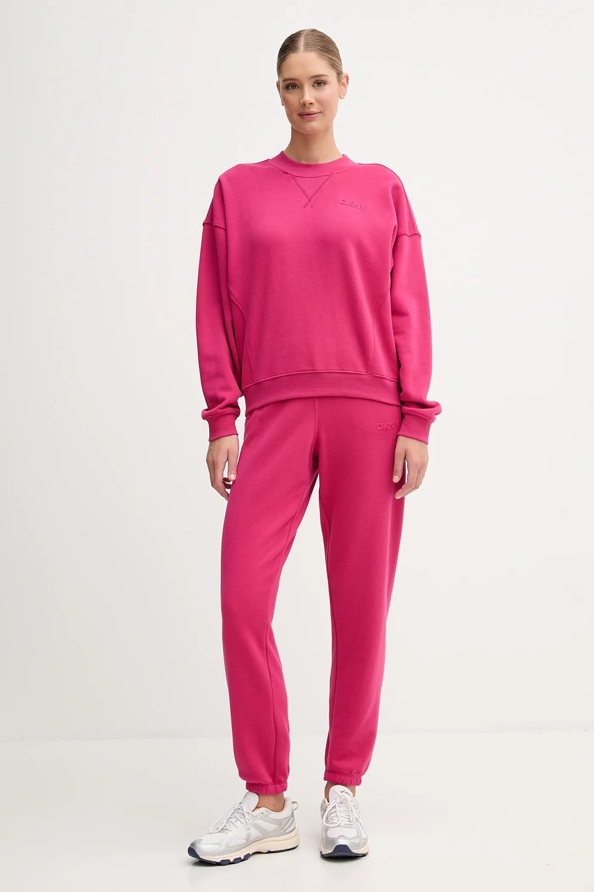 Хлопковая кофта Dkny цвет розовый однотонная DP5T1406