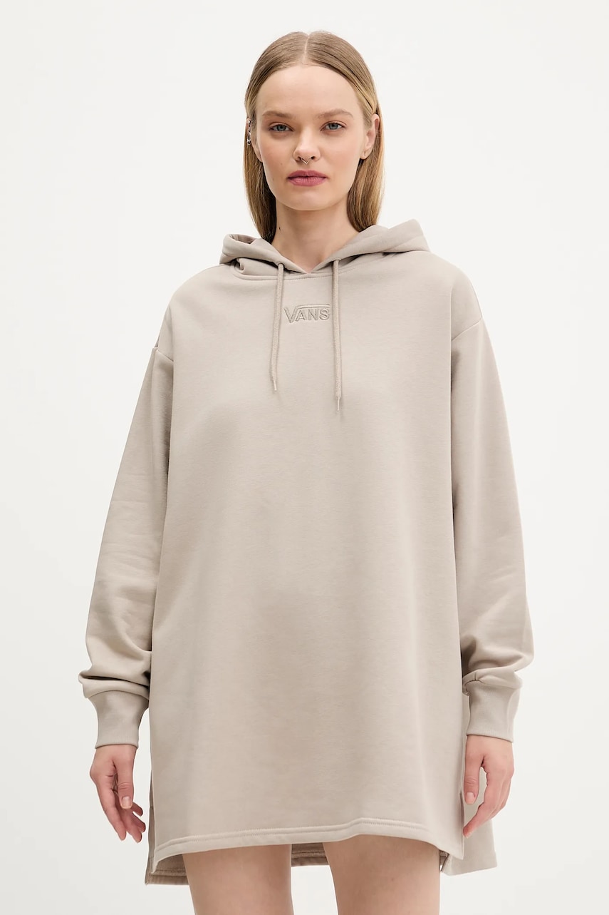 Vans bluză culoarea bej, cu glugă, uni, VN000RD27D61