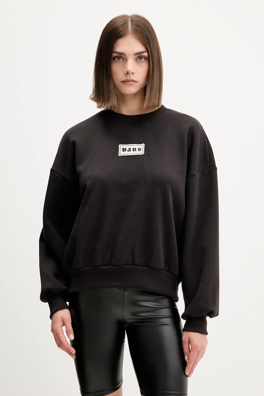 Levně Mikina Vans dámská, černá barva, hladká, VN000Q30BLK1