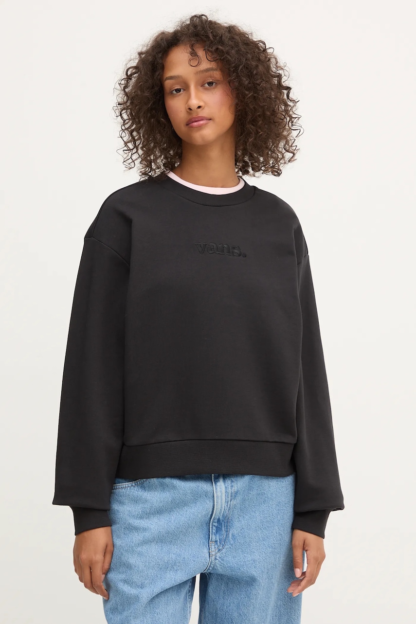 Vans hanorac de bumbac culoarea negru, uni, VN000RAMBLK1