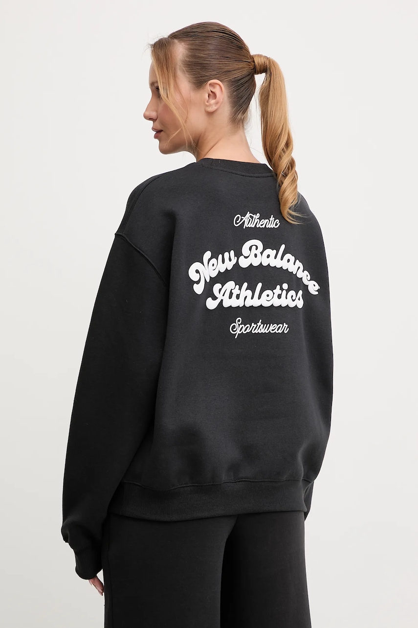 New Balance bluză culoarea negru, cu imprimeu, WT53516BK