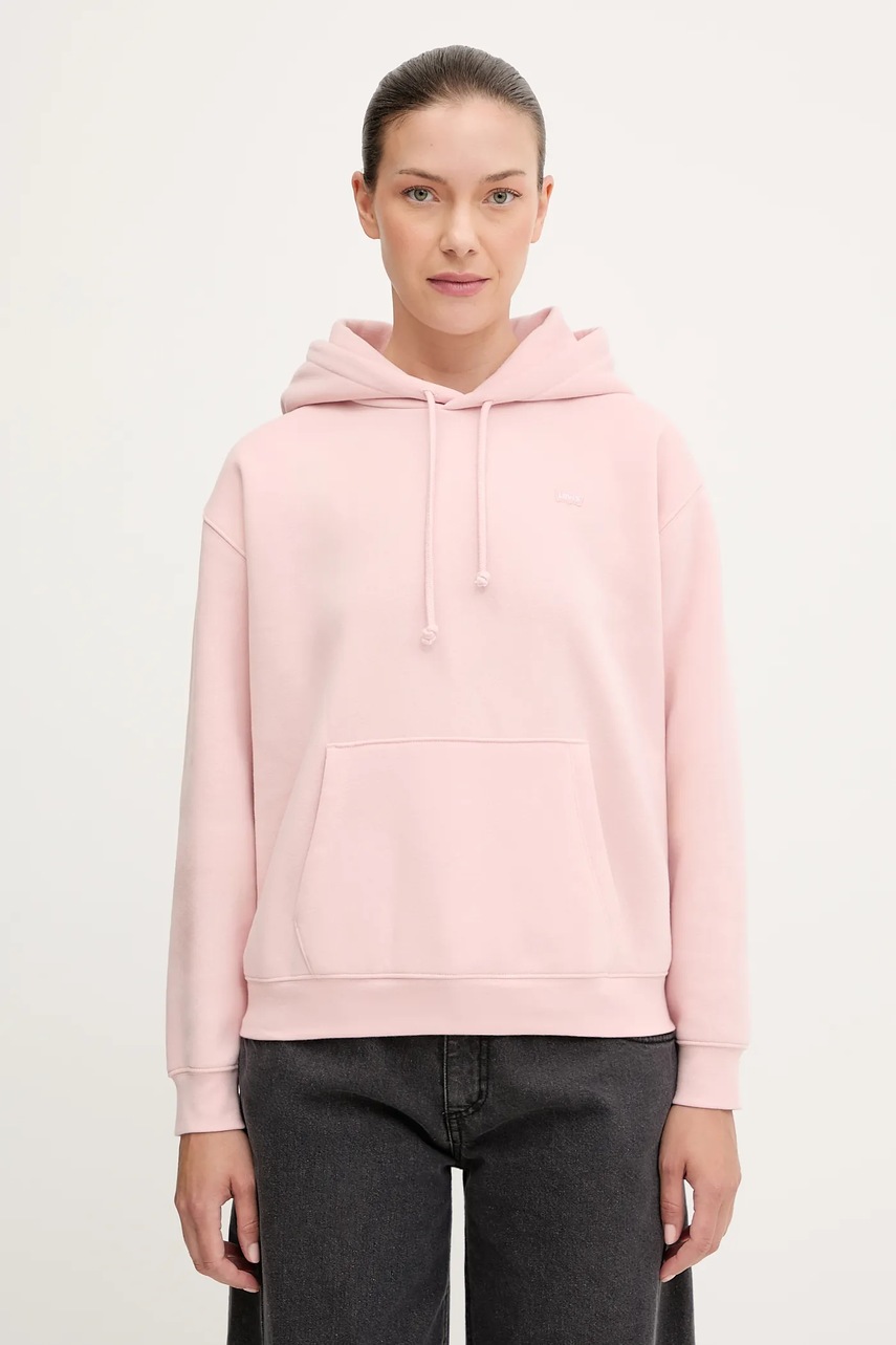 Levi\'s bluză culoarea roz, cu glugă, uni, A5943 - 0 | YEO